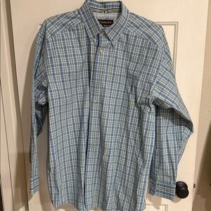 Ariat Men's Blue and Green Plaid Button Down Shirt